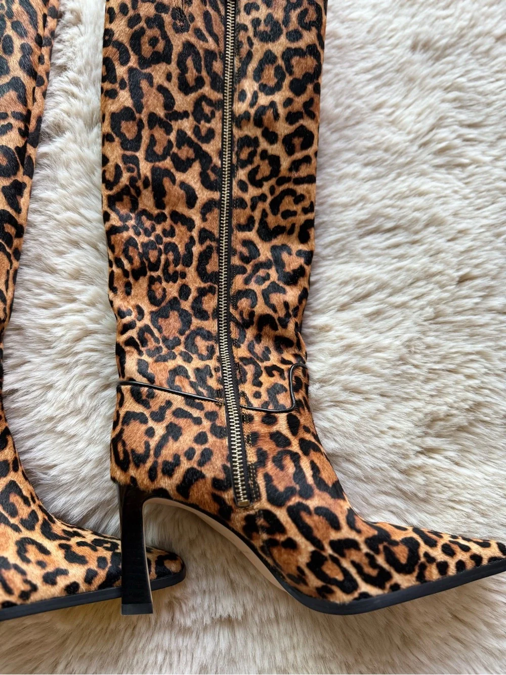 Michael Kors Leopard Print Knee-High Heeled Boots - Tan and Black